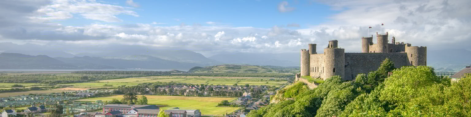 Harlech Castle overlooking Snowdonia National Park
