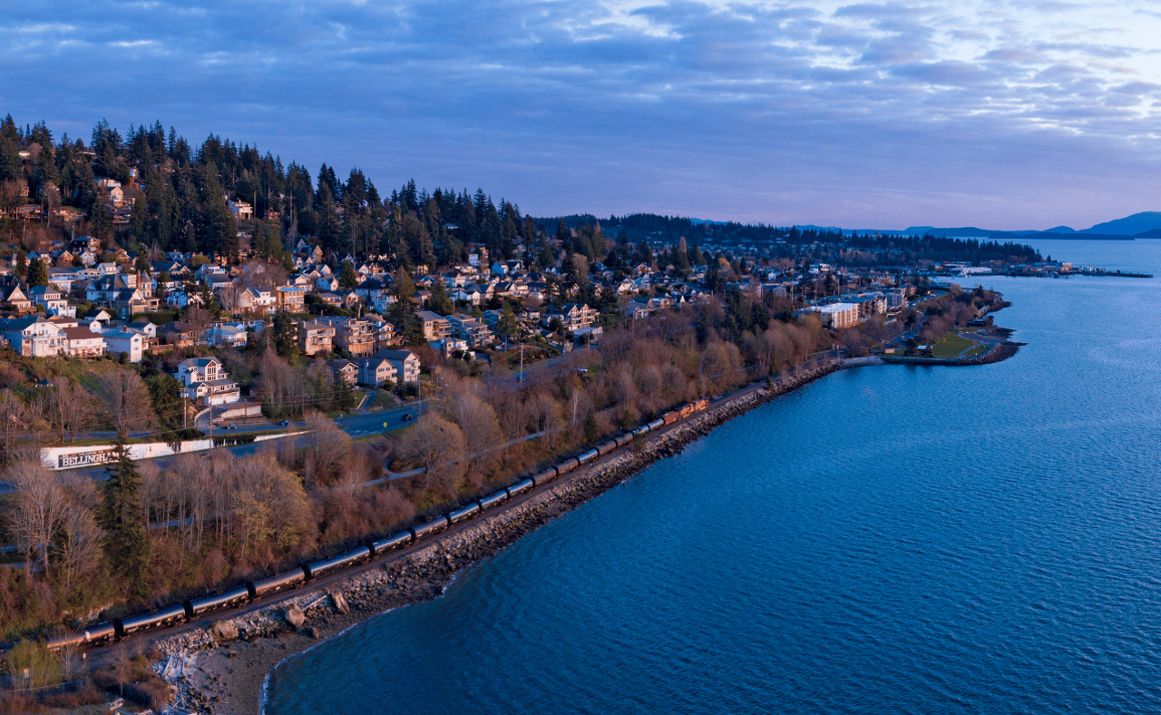 An aerial view of Bellingham, Washington