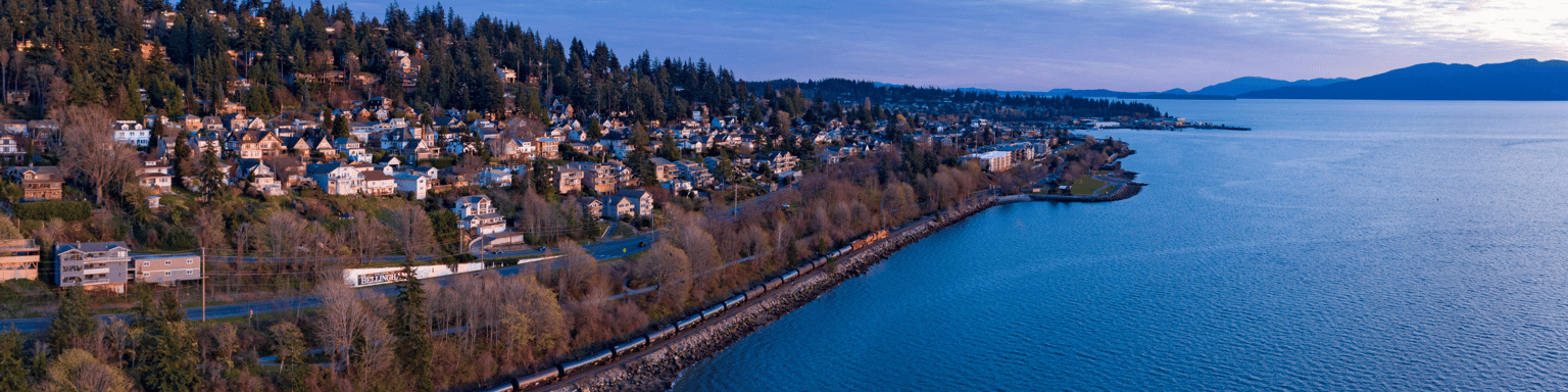 An aerial view of Bellingham, Washington