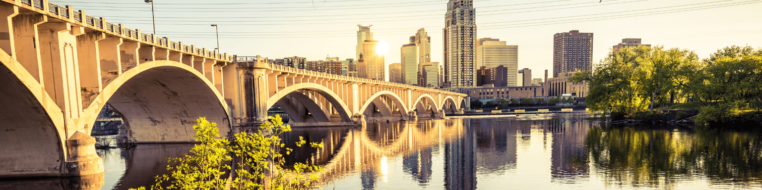 The Mississippi River and the  Central Avenue Bridge in Minneapolis.