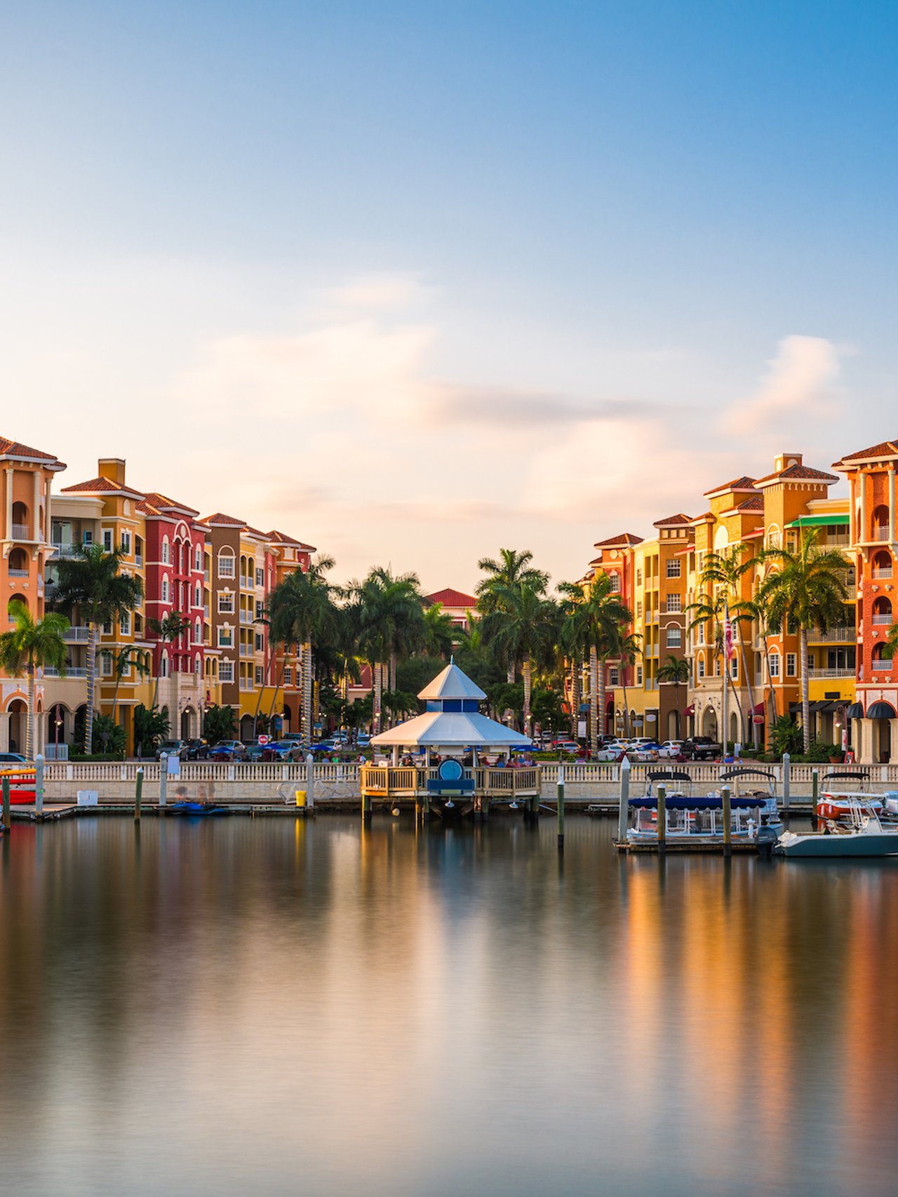 Colourful buildings on the waterfront in Naples, Florida.