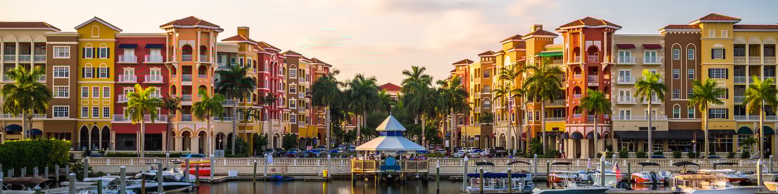 Colourful buildings on the waterfront in Naples, Florida.