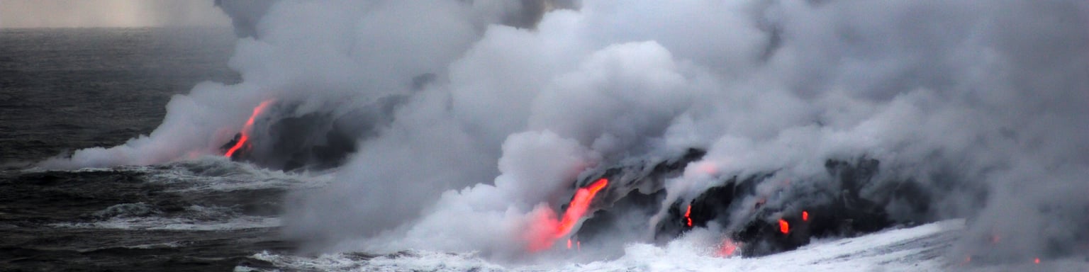 Lava flowing into the ocean in Hawaii