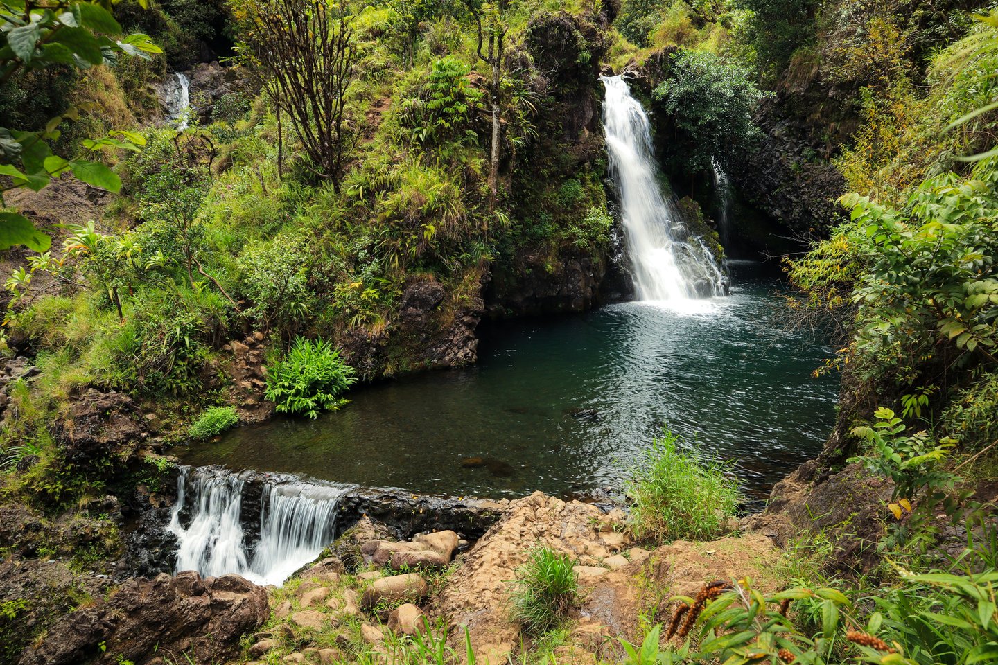 The Hanawi Falls on the Road to Hana in Maui, Hawaii