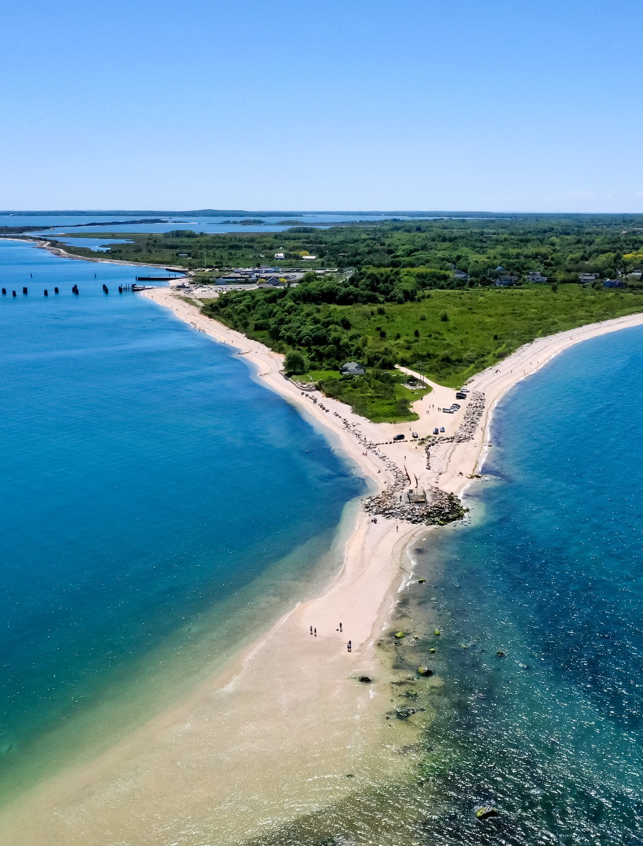 The white beaches at Orient Point in Long Island, New York