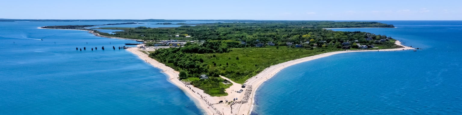 The white beaches at Orient Point in Long Island, New York