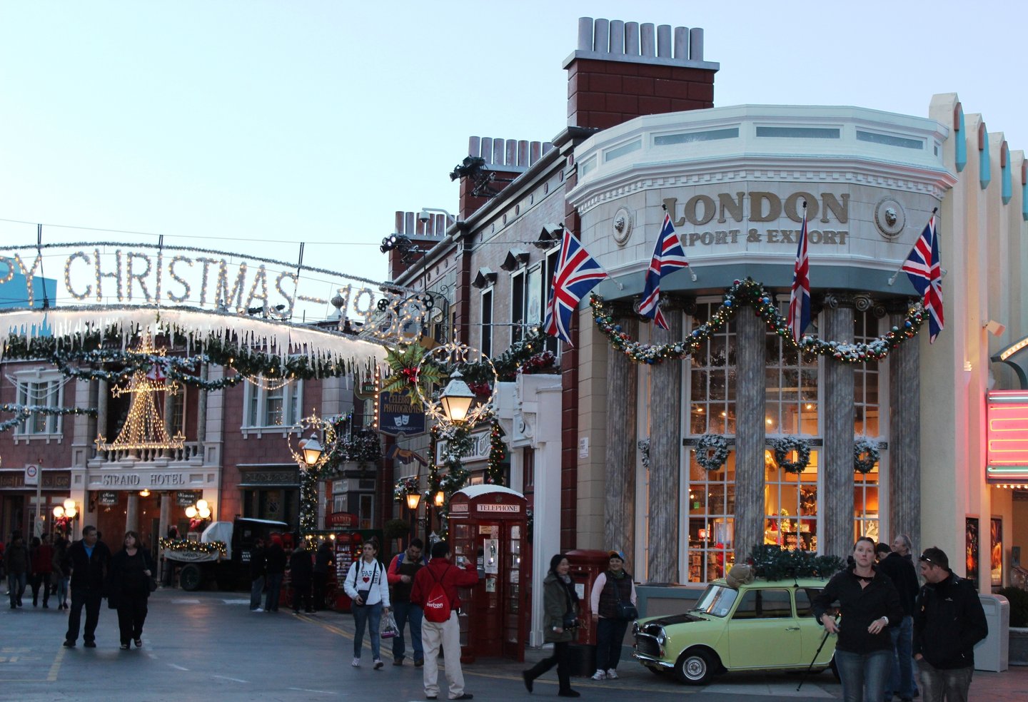 The Christmas 1938 decorations at Universal Studios in Los Angeles