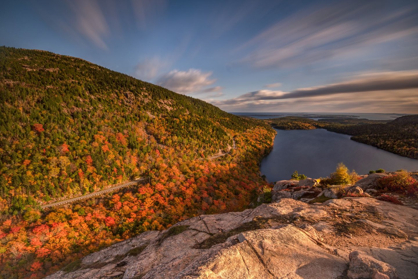 Acadia National Park  with red foliage in Autumn
