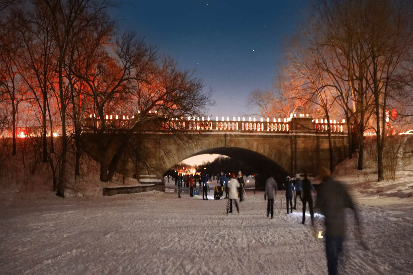 Winter fun at the annual Loppet Winter Festival on frozen Lake Of The Isles, Minneapolis, Minnesota