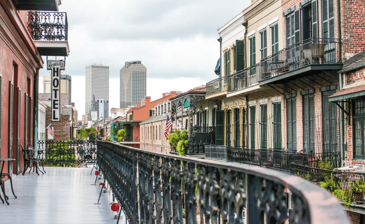 View from the French Quarter in New Orleans to Downtown