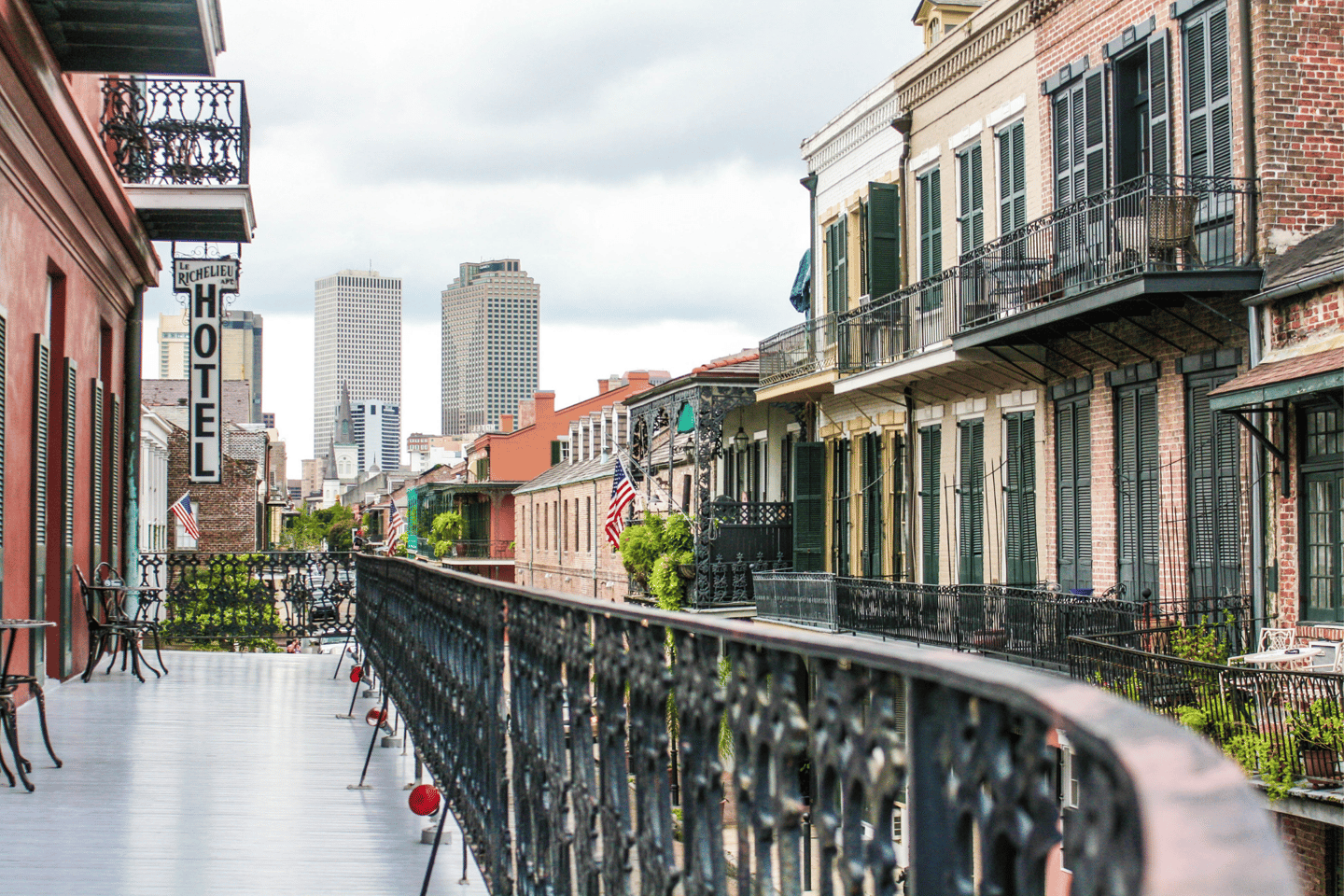 View from the French Quarter in New Orleans to Downtown