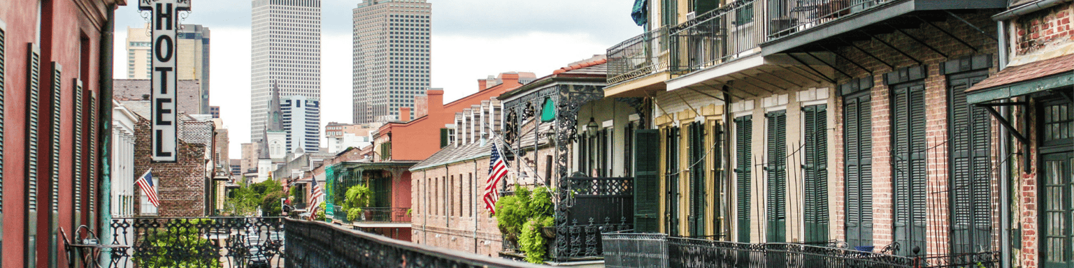 View from the French Quarter in New Orleans to Downtown