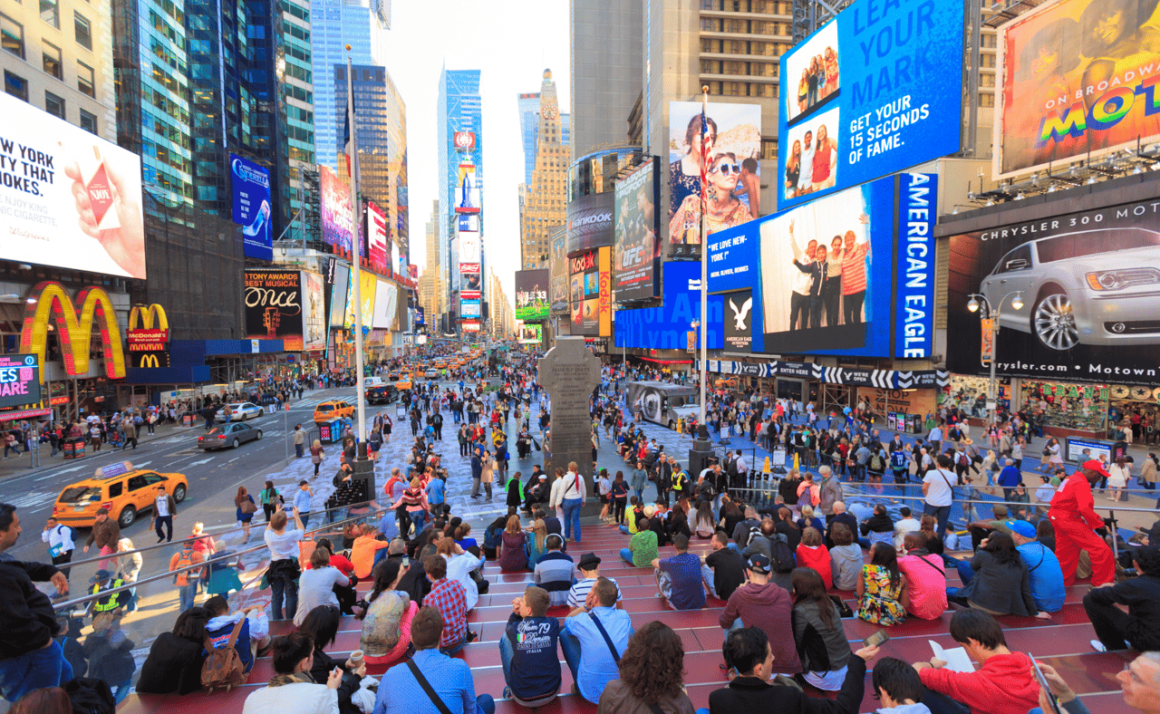 Duffy square in Time Square, New York City