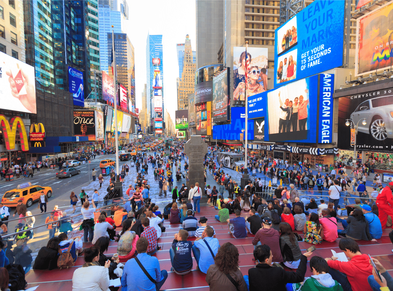 Duffy square in Time Square, New York City