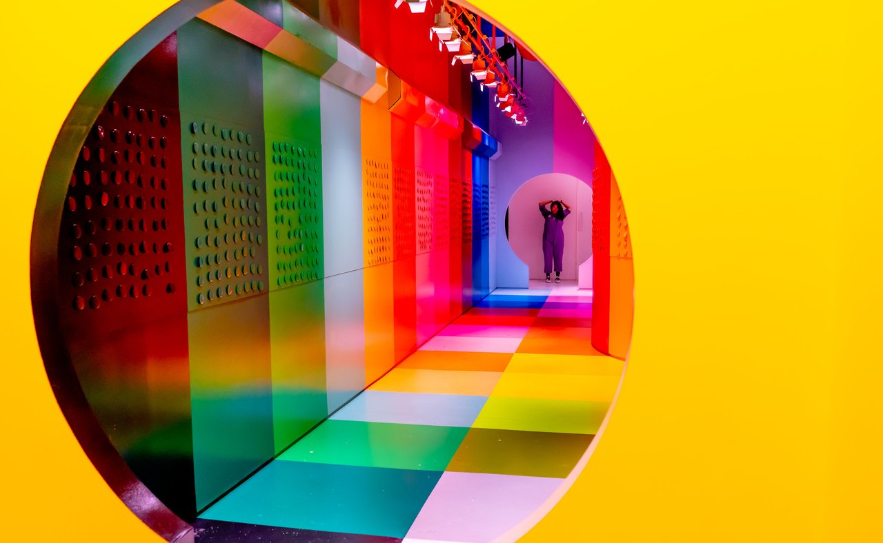 A colourful hallway at the Color Factory