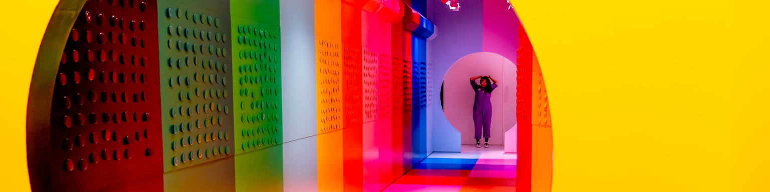 A colourful hallway at the Color Factory
