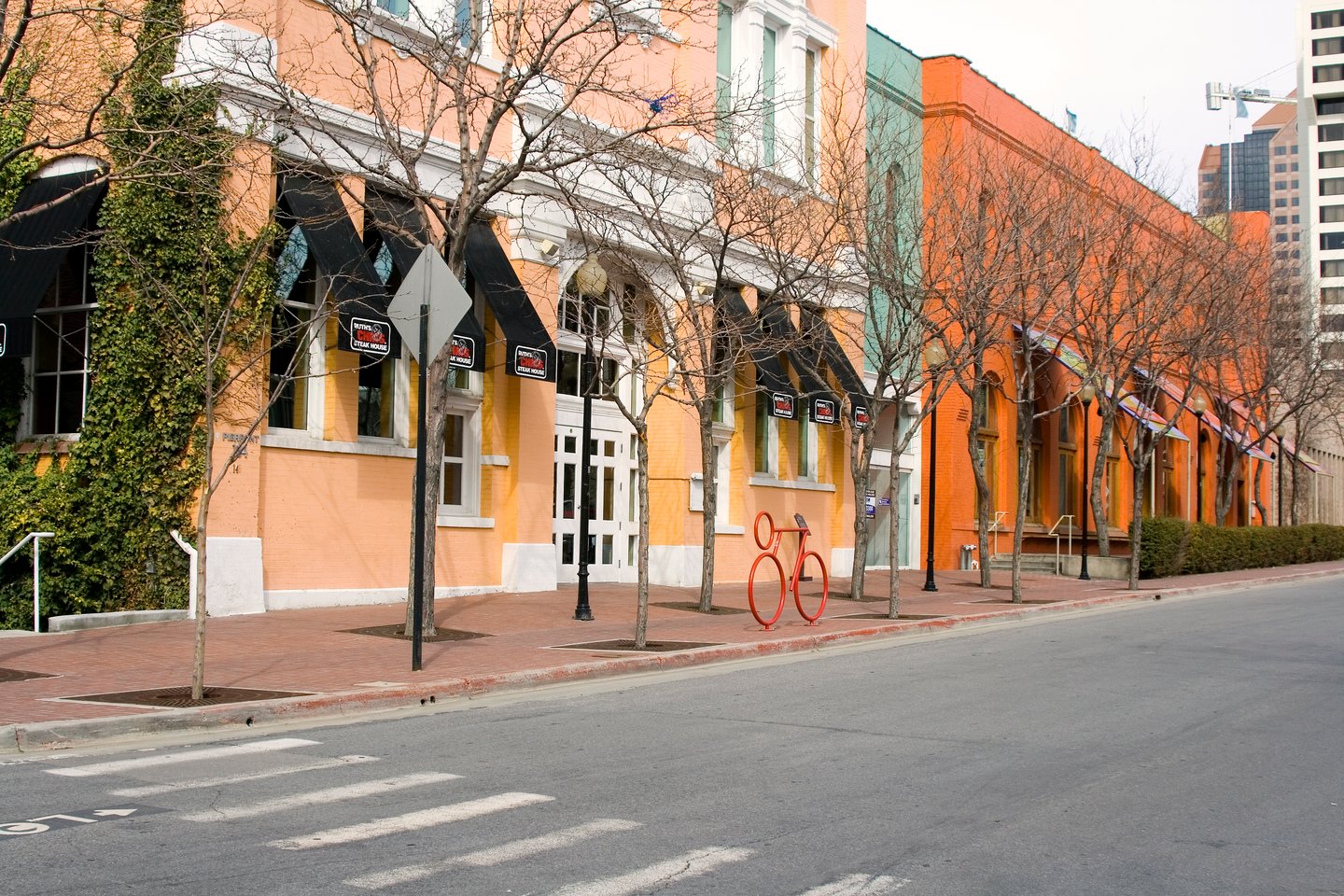 Colourful buildings and empty streets in downtown Salt Lake City