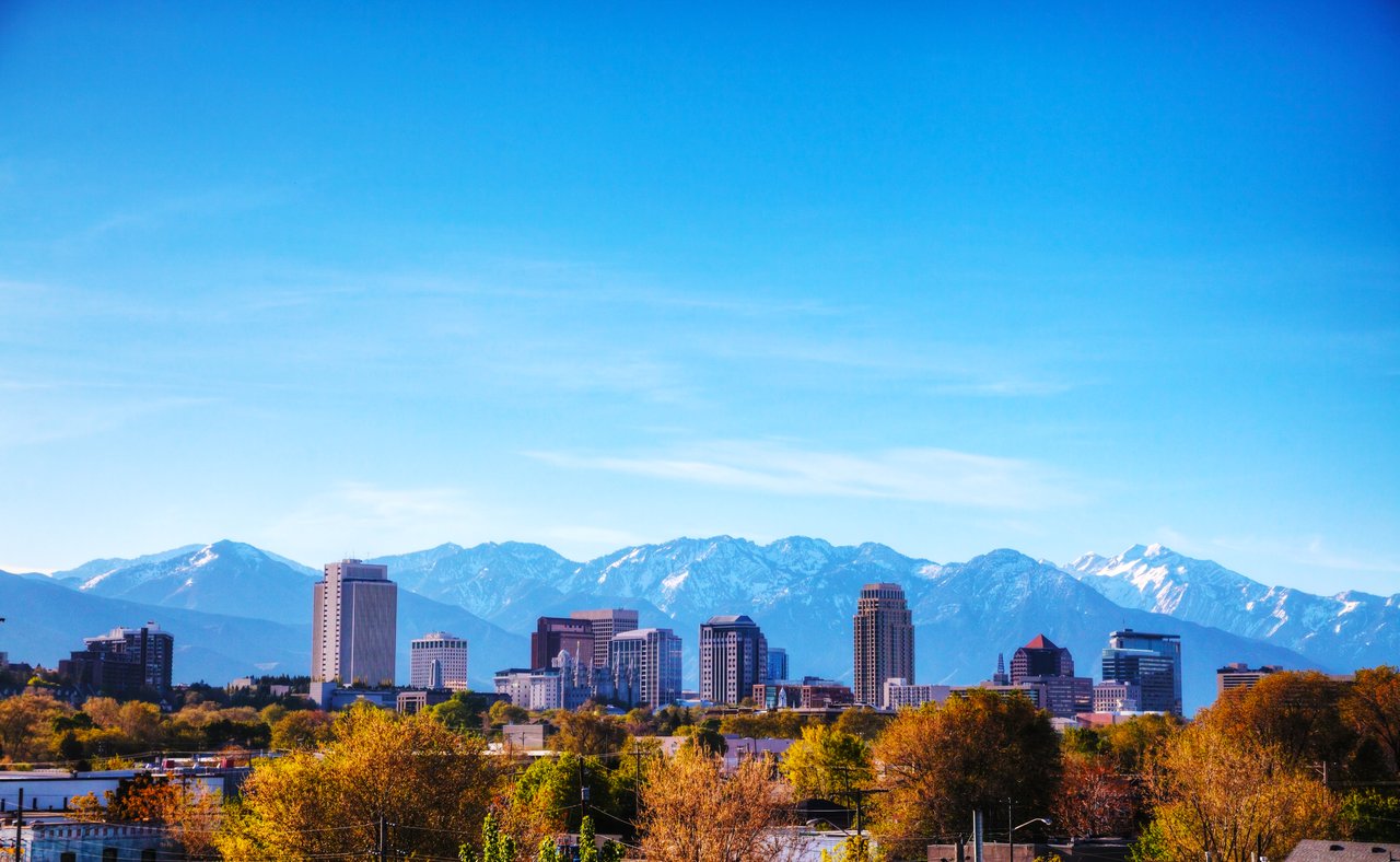 The skyline of Salt Lake City in Autumn