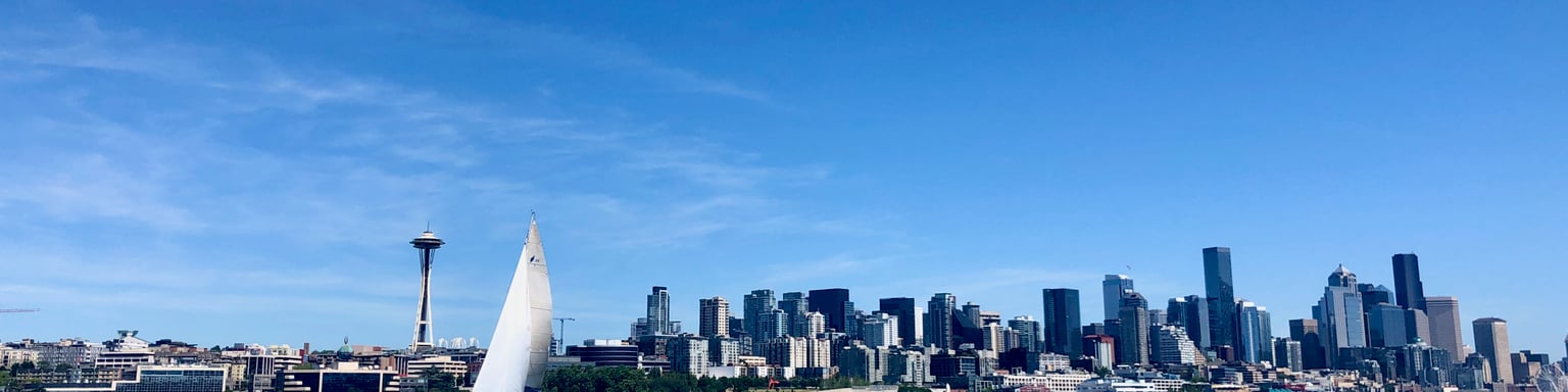Seattle cityscape with boat on the water