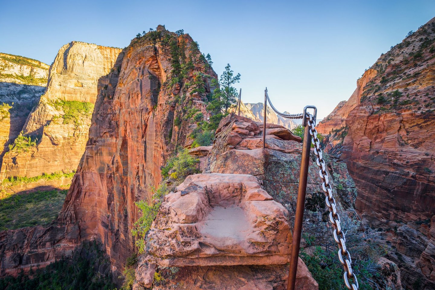 The chain section of the Angels Landing hike in Zion National Park