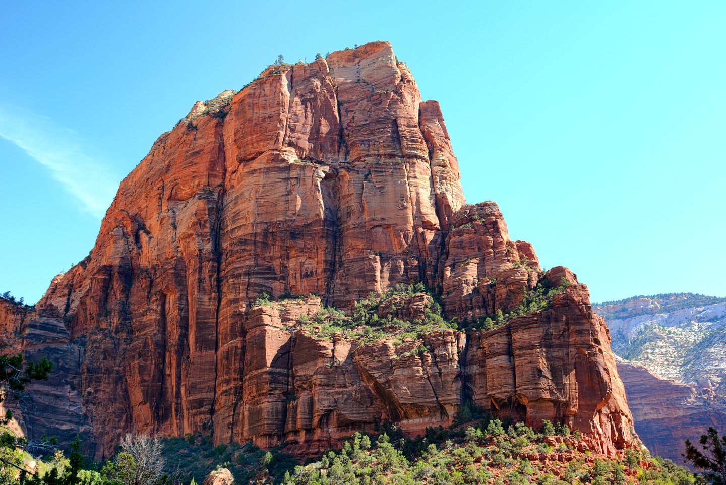 Angels Landing in Zion National Park on a clear day.
