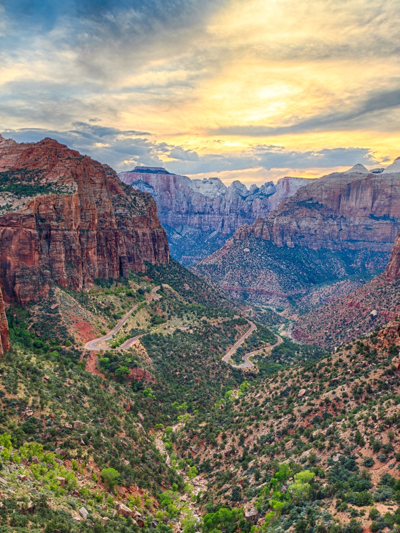 Views of Zion National Park and the trail to Angels Landing.