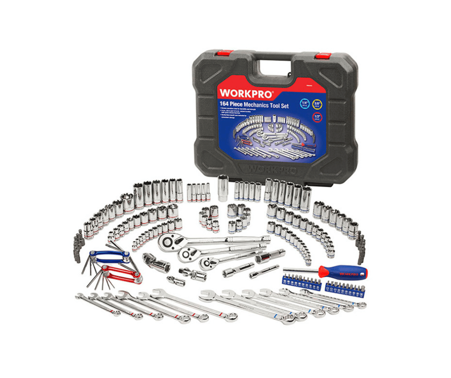 WORKPRO - Tools Full Plastic Box 1/2 -3/8-1/4" 164 Pcs - W003042