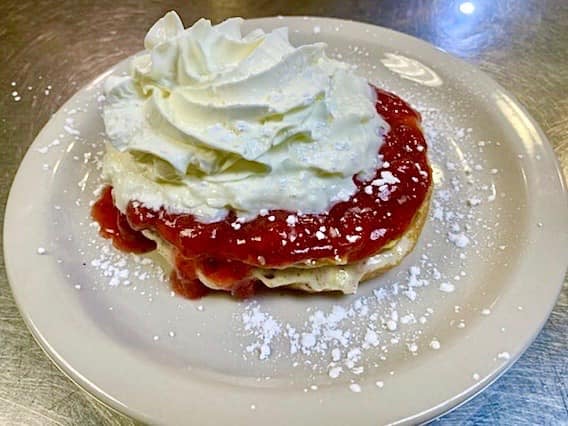 Stack of golden pancakes served at Little Diner Xpress, Appleton's favorite breakfast diner