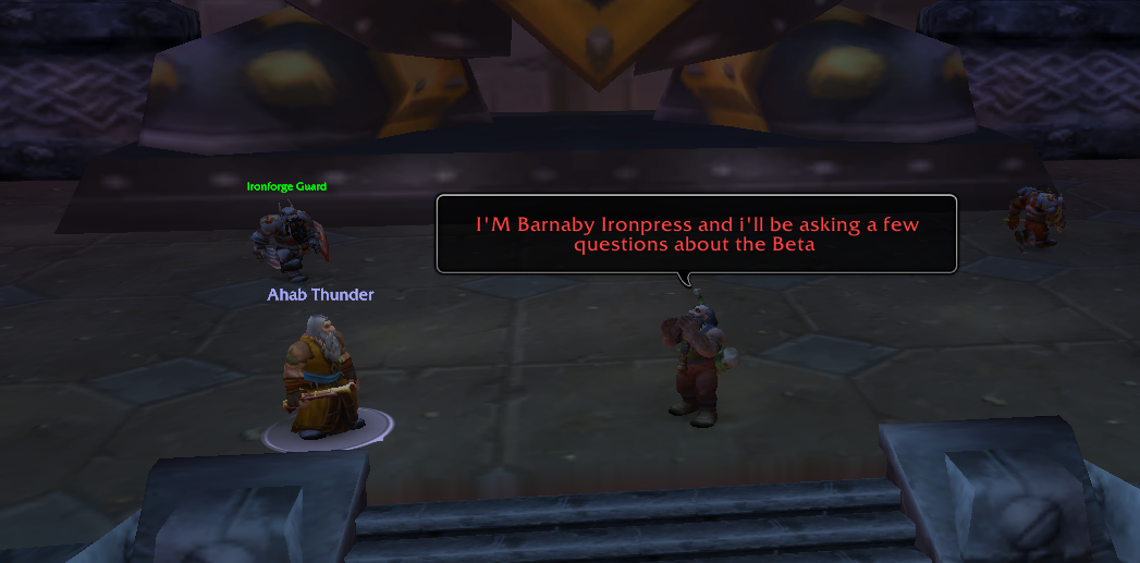 Meeting Ahab Thunder on the steps outside Ironforge