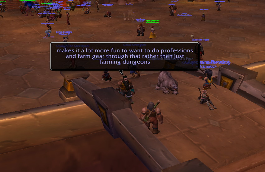 Gillmore Blackbeard explaining the joy of gearing through crafting over endless dungeon grinds