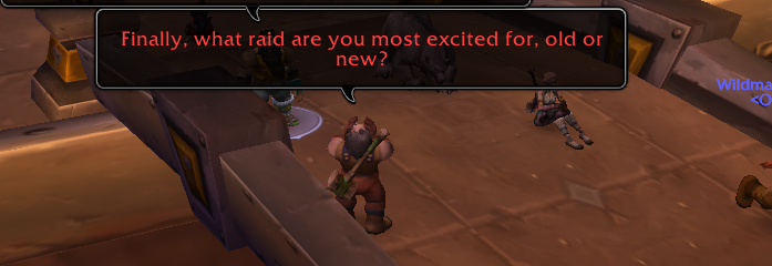Barnaby asking Gillmore Blackbeard which raid encounter he is most excited to enter