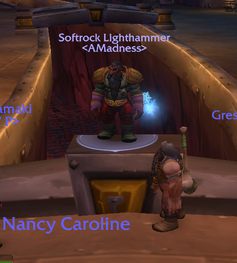 Barnaby Ironpress meeting Softrock Lighthammer beside the Great Forge in Ironforge