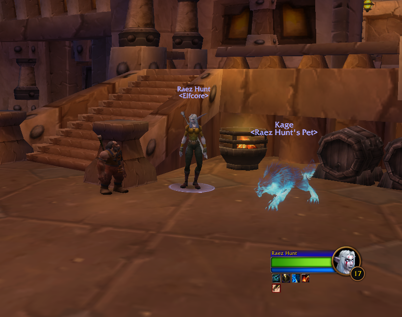 Barnaby Ironpress meeting Raez Hunt on the steps of the Ironforge Armory