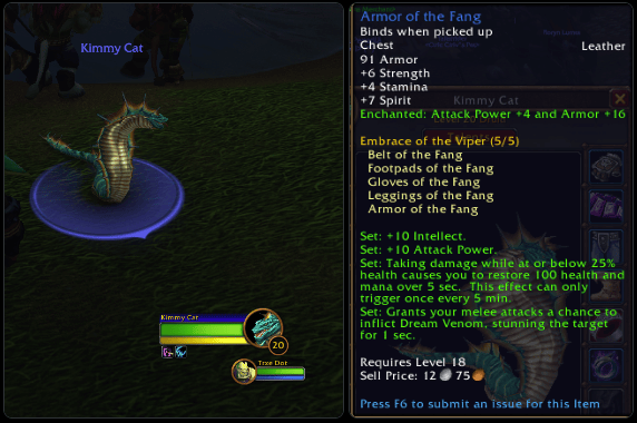 Druid Serpent Form in WoW: Forever Beta