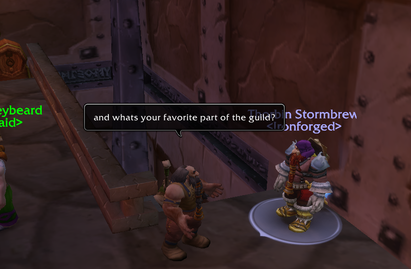 Frugo Forever and Ticks Ticks catching up with guildmates before the march.