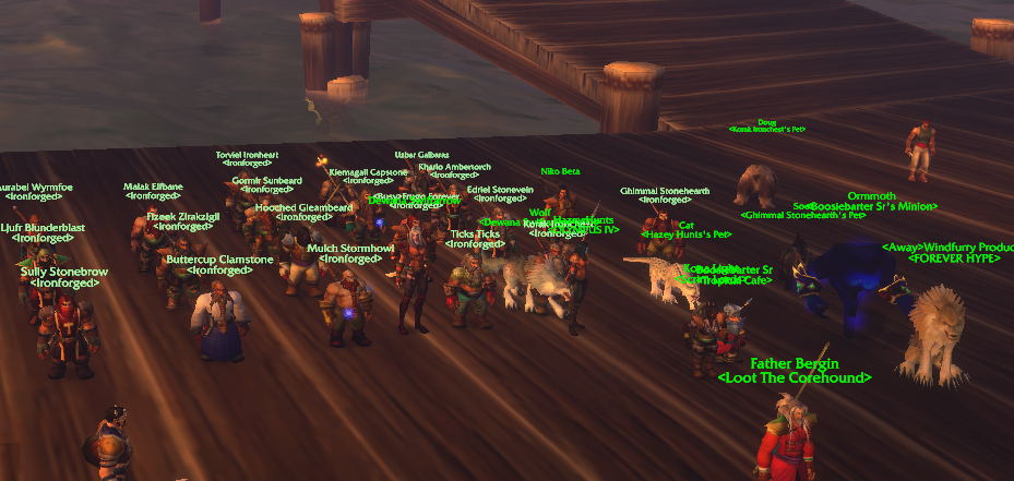 Waiting on the wooden pier for the boat back to Khaz Modan.