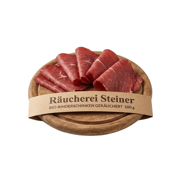 Bio-Rinderschinken geräuchert - Räucherei Steiner