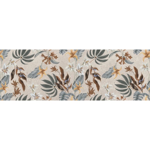 Faianță decor botanic Asphalt Tropical Grit 40×120, suprafață frontală