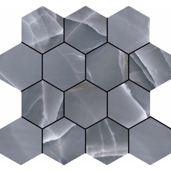 Onyx Hexa Bleu Pulido mozaic hexagonal 29x27