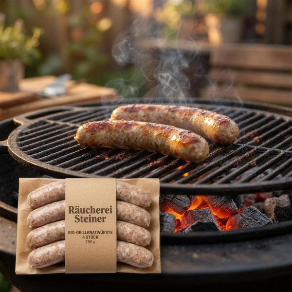 Grillbratwürste Steiner auf dem Grill