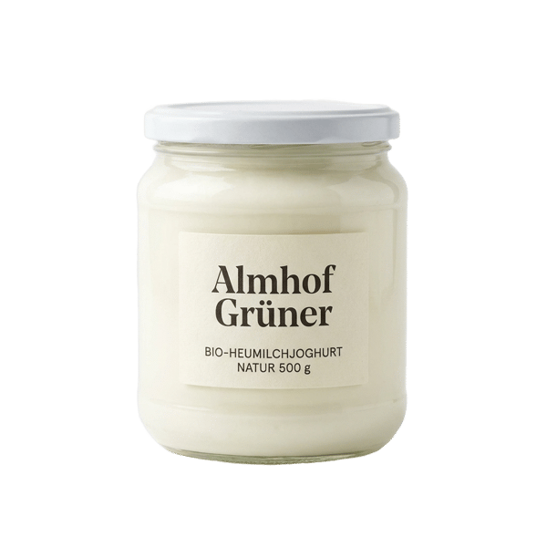 Bio-Heumilchjoghurt Natur, 500 g Glas - Almhof Grüner