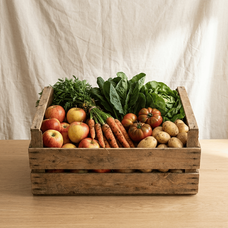Frisches regionales Obst und Gemüse im Hofkorb