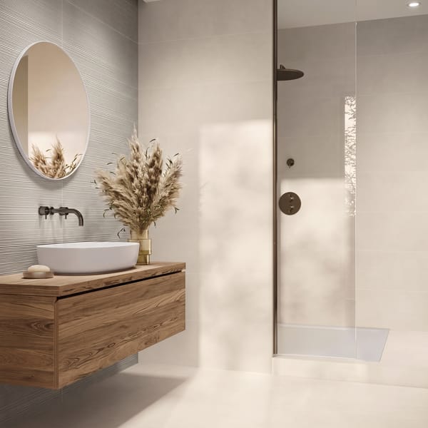 Decor faianță efect beton Core Canna Grey - ambianță baie