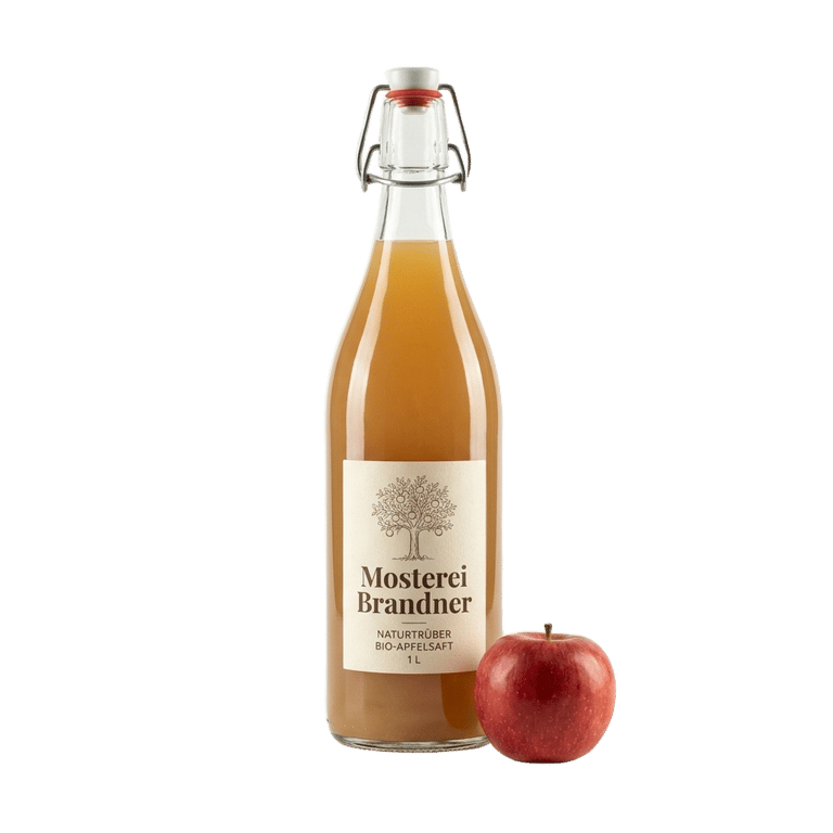 Naturtrüber Bio-Apfelsaft, 1 l Flasche - Mosterei Brandner