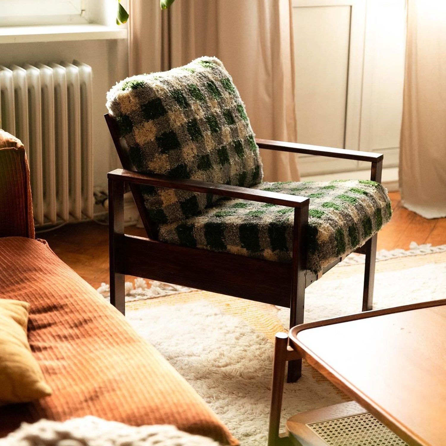 Cozy vintage chair in a well-lit room