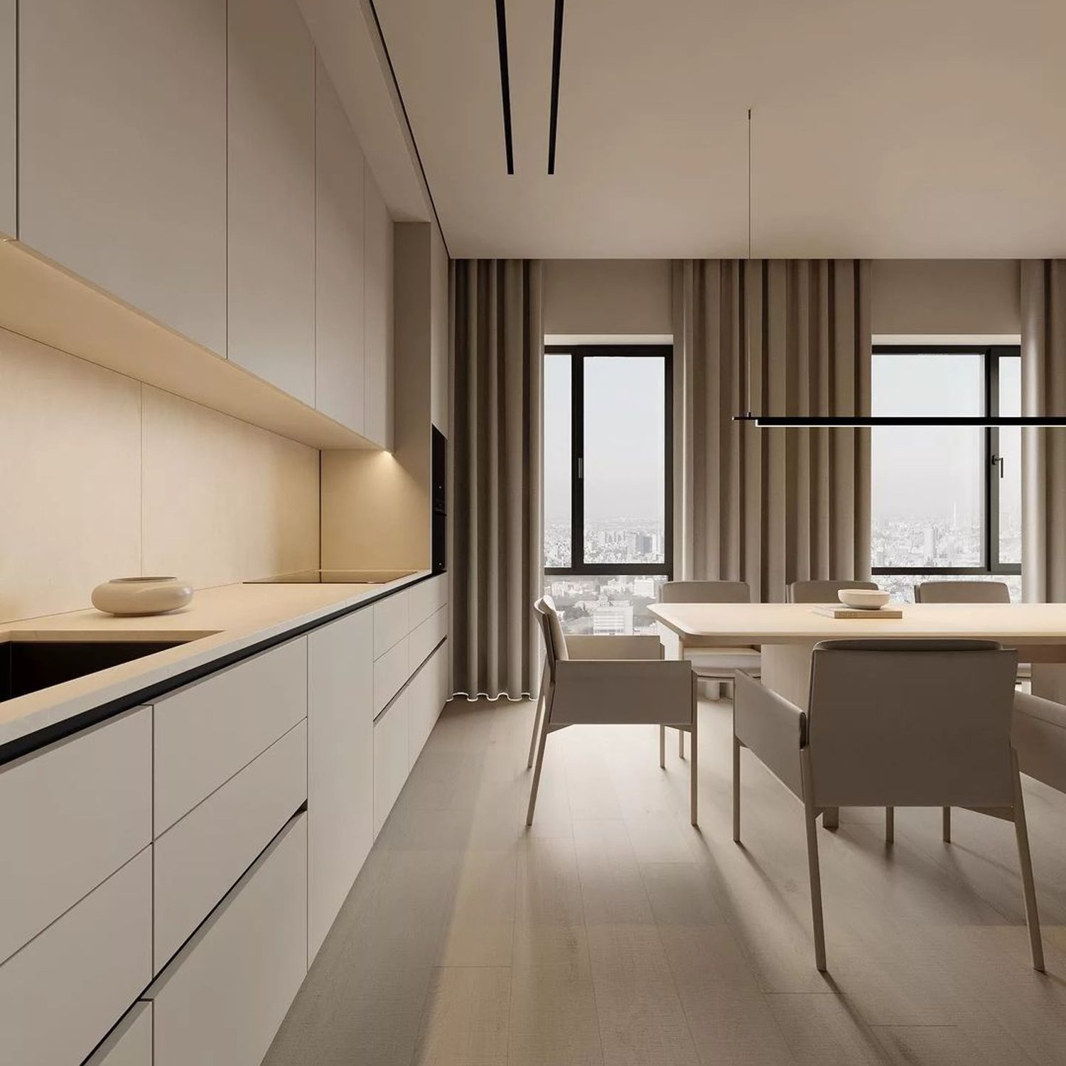 Elegant and Minimalist Kitchen-Dining Area