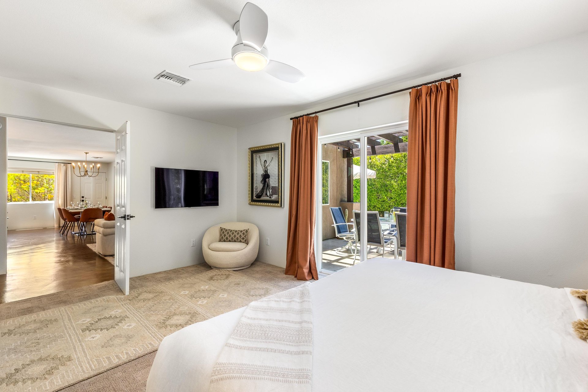 Direct patio access from the guest bedroom