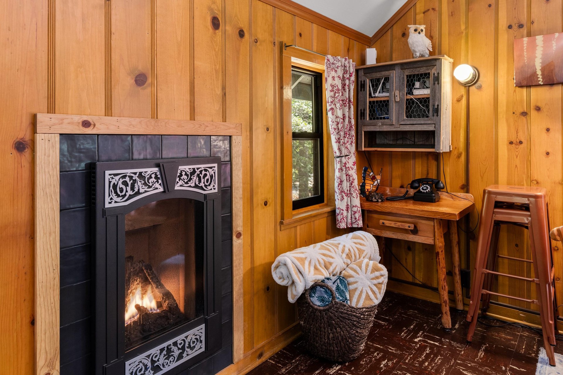 Fireplace.