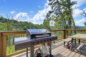 Fire up the grill and soak in sweeping mountain vistas from your private deck—the perfect spot to savor meals surrounded by lush, rolling hills and open skies.
