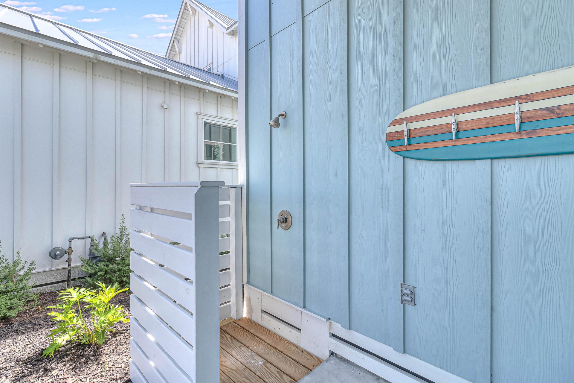 Outdoor Shower Beside Carport